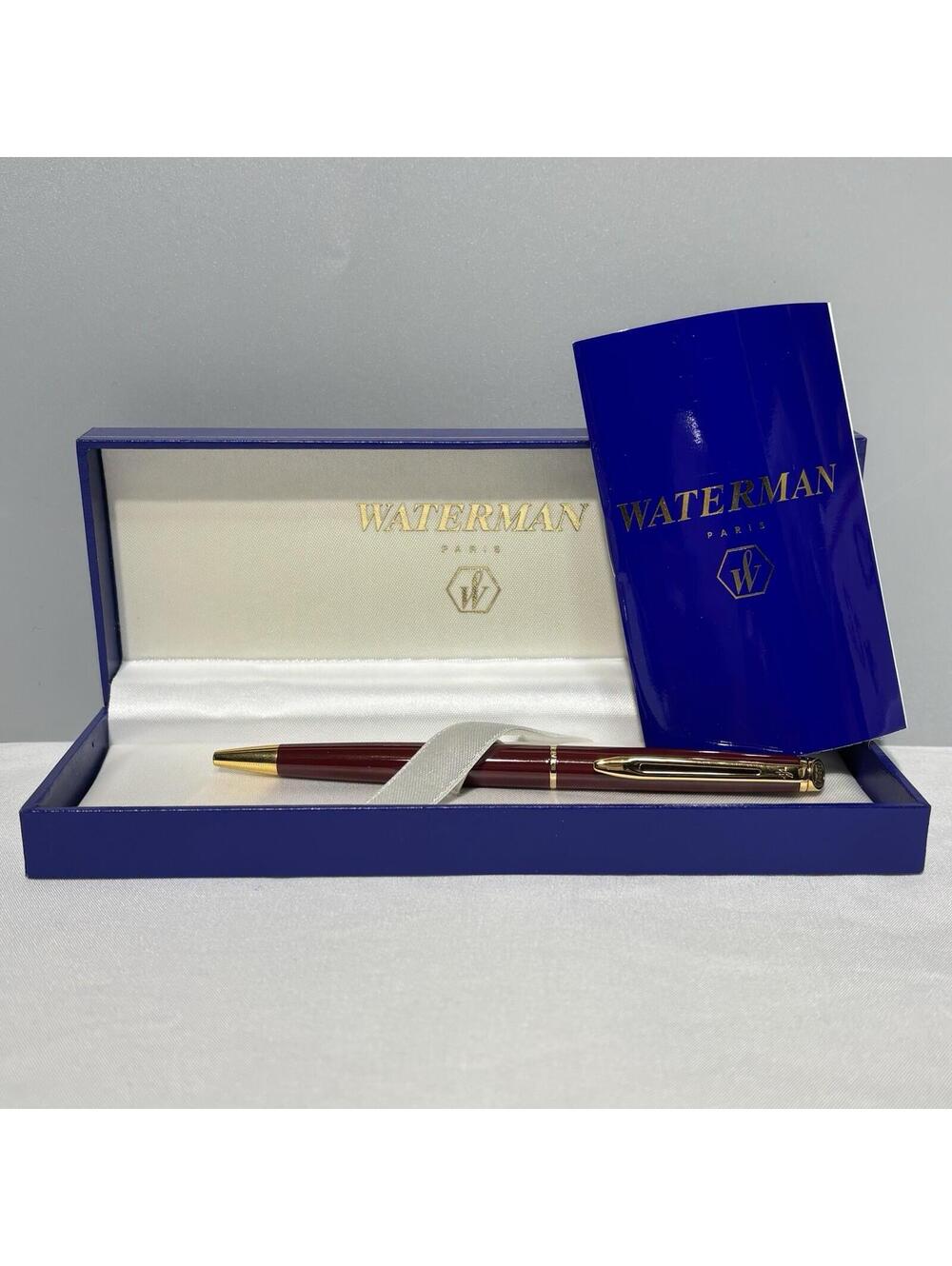 Vintage Waterman Executive Ballpoint Pen Burgundy Lacquer Gold Trim France NIB